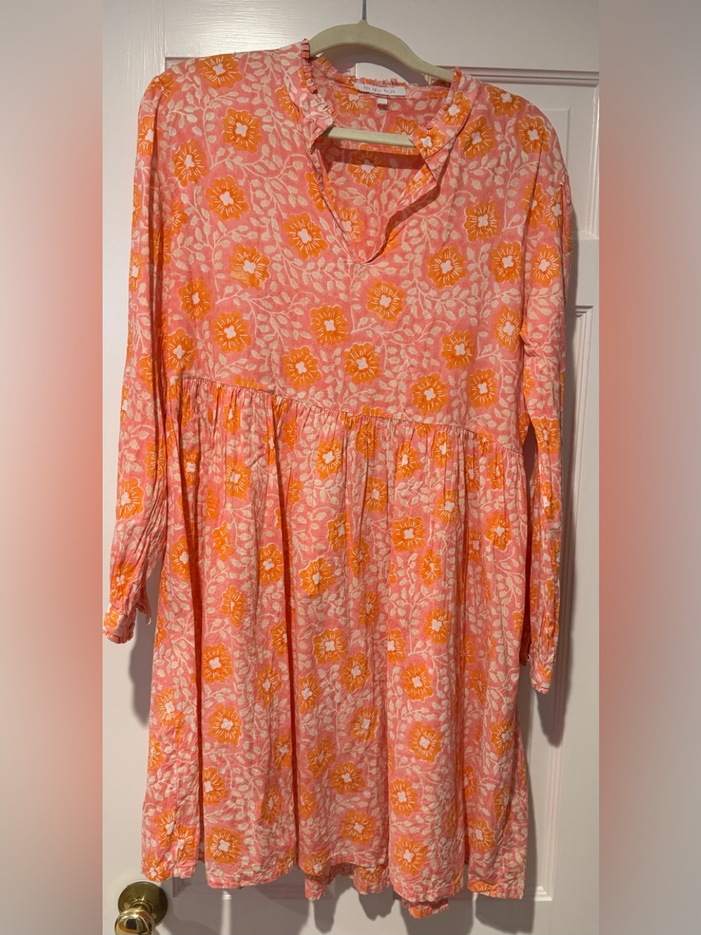 Women’s Pink & Orange Floral Tiered Dress
